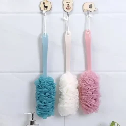 Shower Brush Loofah Sponge With Long Handle Body Back Mesh Scrubber Bath Brush Skin Exfoliating Massage Brush Bath Accessories
