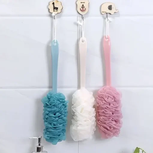 Shower Brush Loofah Sponge With Long Handle Body Back Mesh Scrubber Bath Brush Skin Exfoliating Massage Brush Bath Accessories