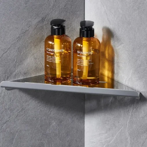 Shower Caddy 304 Stainless Steel Thickened Corner Shelf, Triangular Storage Rack, Bathroom Shelf with Brushed or Polished Finish, Wall-Mounted, Available in Matte Black Brushed Gold