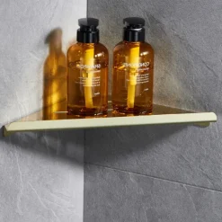 Shower Caddy 304 Stainless Steel Thickened Corner Shelf, Triangular Storage Rack, Bathroom Shelf with Brushed or Polished Finish, Wall-Mounted, Available in Matte Black Brushed Gold