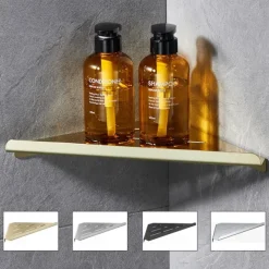 Shower Caddy 304 Stainless Steel Thickened Corner Shelf, Triangular Storage Rack, Bathroom Shelf with Brushed or Polished Finish, Wall-Mounted, Available in Matte Black Brushed Gold