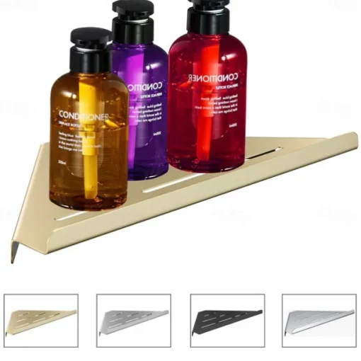 Shower Caddy 304 Stainless Steel Thickened Corner Shelf, Triangular Storage Rack, Bathroom Shelf with Brushed or Polished Finish, Wall-Mounted, Available in Matte Black Brushed Gold