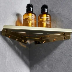 Shower Caddy 304 Stainless Steel Thickened Corner Shelf, Triangular Storage Rack, Bathroom Shelf with Brushed or Polished Finish, Wall-Mounted, Available in Matte Black Brushed Gold