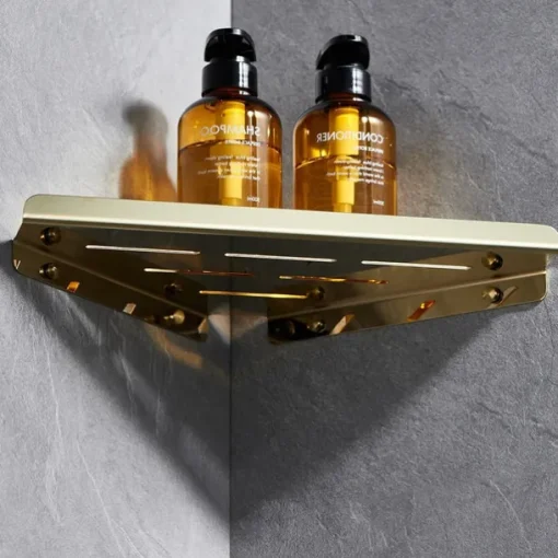 Shower Caddy 304 Stainless Steel Thickened Corner Shelf, Triangular Storage Rack, Bathroom Shelf with Brushed or Polished Finish, Wall-Mounted, Available in Matte Black Brushed Gold