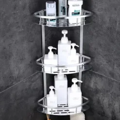 Shower Caddy Bathroom Corner Shower Rack 2/3 Layer Space Aluminum Bathroom Shelf Accessories Set Removable Rack Bathroom Shelf organizador