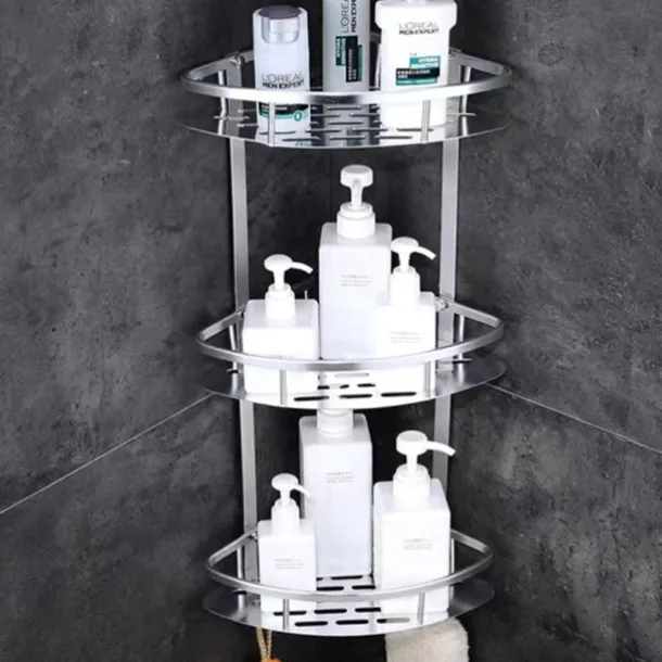 Shower Caddy Bathroom Corner Shower Rack 2/3 Layer Space Aluminum Bathroom Shelf Accessories Set Removable Rack Bathroom Shelf organizador