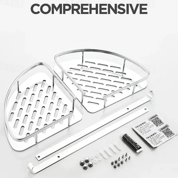 Shower Caddy Bathroom Corner Shower Rack 2/3 Layer Space Aluminum Bathroom Shelf Accessories Set Removable Rack Bathroom Shelf organizador