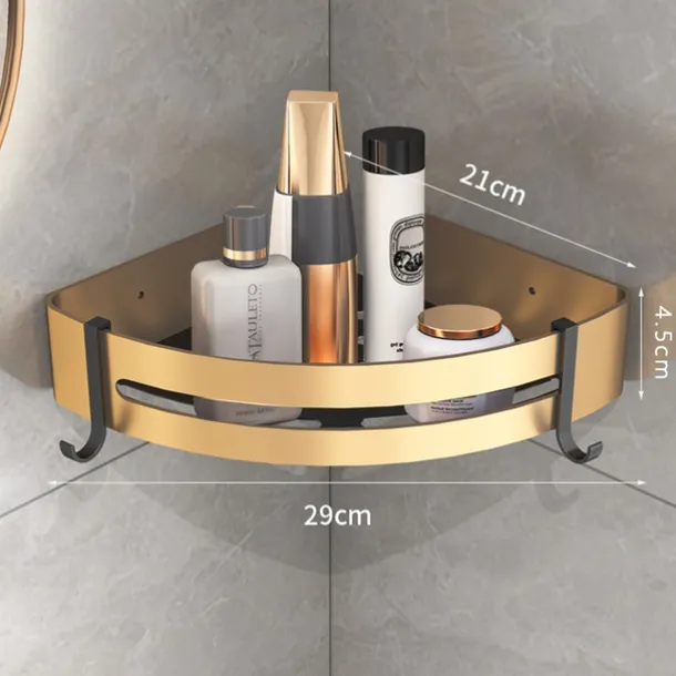 Shower Caddy Bathroom Corner Shelf Bathroom Shower Caddy Organizer for Kitchen Toilet No Drilling 2-tier Bathroom Corner Shelves Shower Caddies(Black&Golden)