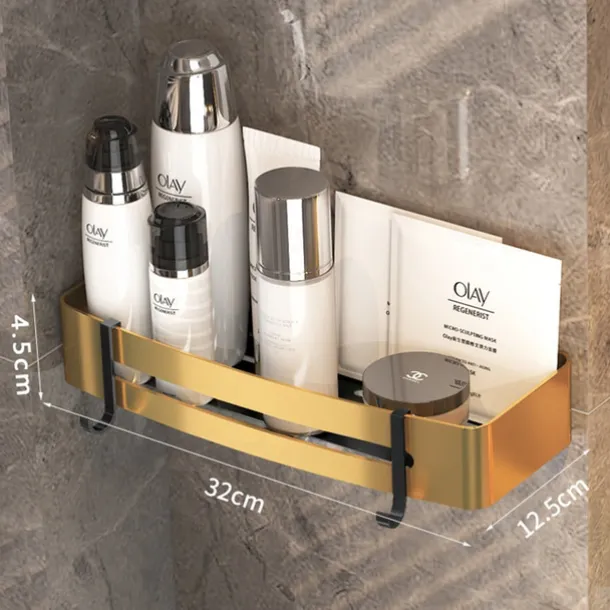 Shower Caddy Bathroom Corner Shelf Bathroom Shower Caddy Organizer for Kitchen Toilet No Drilling 2-tier Bathroom Corner Shelves Shower Caddies(Black&Golden)