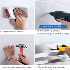 Shower Caddy Bathroom Kitchen Storage Rack Wall Hanging 304 Stainless Steel Storage Rack Bathroom Kitchen Supplies Multifunctional Storage Rack