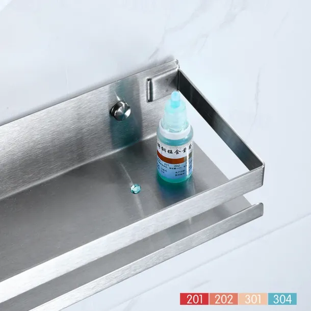 Shower Caddy Bathroom Kitchen Storage Rack Wall Hanging 304 Stainless Steel Storage Rack Bathroom Kitchen Supplies Multifunctional Storage Rack