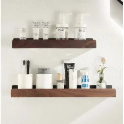 Shower Caddy Bathroom Shelves Wall Mounted Walnut Space Aluminum Shower Shelf Storage Organizer Rack Bathroom Kitchen Bathroom Hardware Pendant Shower Rack Corner Shelf 1pc