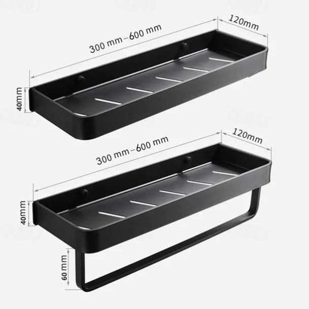 Shower Caddy Bathroom Shelves Wall Mounted Black Storage Organizer Rack Bathroom Kitchen Bathroom Hardware Pendant Bathroom Shelf Space Aluminum Shower Rack Corner Shelf Square Bath Shower Shelf