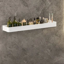 Shower Caddy Bathroom Shelves Wall Mounted White Storage Organizer Rack Bathroom Kitchen Bathroom Hardware Pendant Bathroom Shelf Space Aluminum Shower Rack Corner Shelf Square Bath Shower Shelf