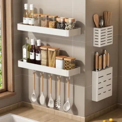 Shower Caddy Bathroom Shelves Wall Mounted White Storage Organizer Rack Bathroom Kitchen Bathroom Hardware Pendant Bathroom Shelf Space Aluminum Shower Rack Corner Shelf Square Bath Shower Shelf