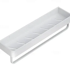 Shower Caddy Bathroom Shelves Wall Mounted White Storage Organizer Rack Bathroom Kitchen Bathroom Hardware Pendant Bathroom Shelf Space Aluminum Shower Rack Corner Shelf Square Bath Shower Shelf