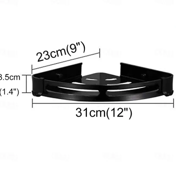 Shower Caddy Bathroom Shelf Space Aluminum Brushed Black and Silvery Wall Mount Triangle Shower Corner Storage Rack Bath Accessories Single Layer