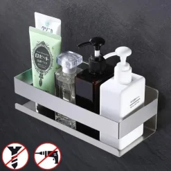 Shower Caddy Bathroom Shelf,Self-Adhesive Shower Shelf Stainless Steel Wall-mounted Punch-free Bathroom Storage For Bathroom,Kitchen(Brushed Nickel,Matte Black)