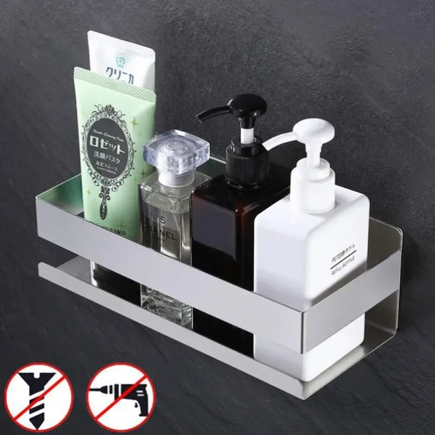 Shower Caddy Bathroom Shelf,Self-Adhesive Shower Shelf Stainless Steel Wall-mounted Punch-free Bathroom Storage For Bathroom,Kitchen(Brushed Nickel,Matte Black)