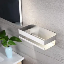 Shower Caddy Bathroom Shelf,Self-Adhesive Shower Shelf Stainless Steel Wall-mounted Punch-free Bathroom Storage For Bathroom,Kitchen(Brushed Nickel,Matte Black)