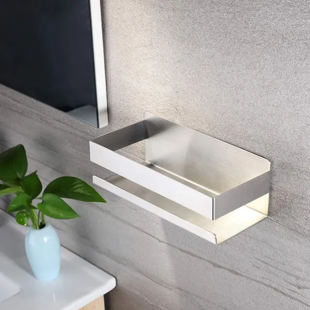 Shower Caddy Bathroom Shelf,Self-Adhesive Shower Shelf Stainless Steel Wall-mounted Punch-free Bathroom Storage For Bathroom,Kitchen(Brushed Nickel,Matte Black)