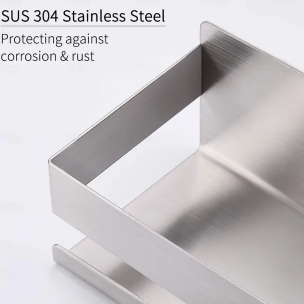 Shower Caddy Bathroom Shelf,Self-Adhesive Shower Shelf Stainless Steel Wall-mounted Punch-free Bathroom Storage For Bathroom,Kitchen(Brushed Nickel,Matte Black)