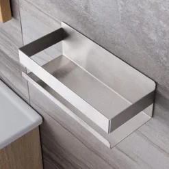 Shower Caddy Bathroom Shelf,Self-Adhesive Shower Shelf Stainless Steel Wall-mounted Punch-free Bathroom Storage For Bathroom,Kitchen(Brushed Nickel,Matte Black)