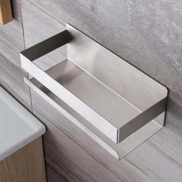 Shower Caddy Bathroom Shelf,Self-Adhesive Shower Shelf Stainless Steel Wall-mounted Punch-free Bathroom Storage For Bathroom,Kitchen(Brushed Nickel,Matte Black)