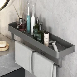 Shower Caddy Bathroom Shelves Wall Mounted Gun Grey Storage Organizer Rack Bathroom Kitchen Bathroom Hardware Pendant Bathroom Shelf Space Aluminum Shower Rack Corner Shelf Square Bath Shower Shelf