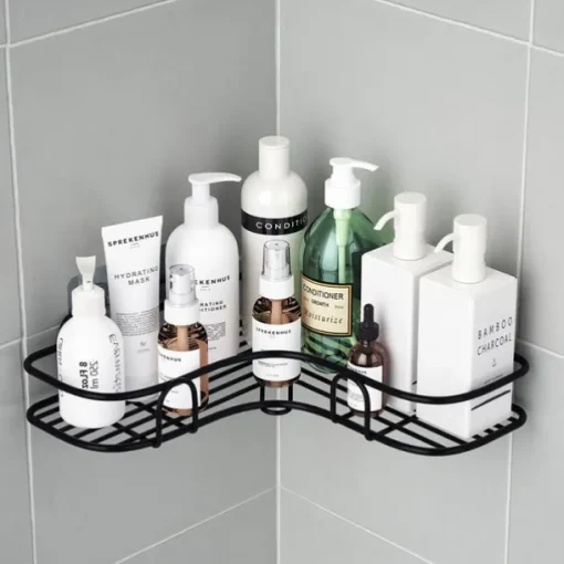 Shower Caddy Bathroom Shelf with Hooks, Shower Caddy Rack, Bathroom Kitchen No Punching Triangle Storage Rack, Bathroom Accessories