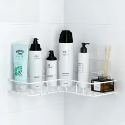 Shower Caddy Bathroom Shelf with Hooks, Shower Caddy Rack, Bathroom Kitchen No Punching Triangle Storage Rack, Bathroom Accessories