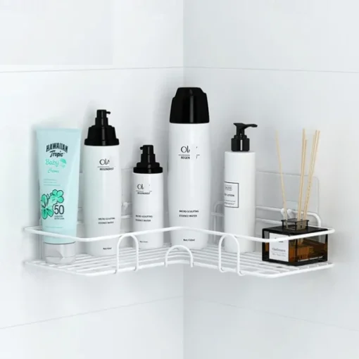 Shower Caddy Bathroom Shelf with Hooks, Shower Caddy Rack, Bathroom Kitchen No Punching Triangle Storage Rack, Bathroom Accessories