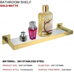 Shower Caddy Bathroom Shelf Adorable Creative Contemporary Modern Stainless Steel Tempered Glass Metal 1PC - Bathroom Wall Mounted