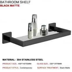 Shower Caddy Bathroom Shelf Adorable Creative Contemporary Modern Stainless Steel Tempered Glass Metal 1PC - Bathroom Wall Mounted