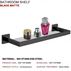 Shower Caddy Bathroom Shelf Adorable Creative Contemporary Modern Stainless Steel Tempered Glass Metal 1PC - Bathroom Wall Mounted