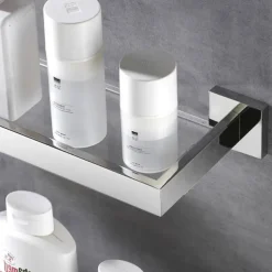 Shower Caddy Bathroom Shelf Adorable Creative Contemporary Modern Stainless Steel Tempered Glass Metal 1PC - Bathroom Wall Mounted