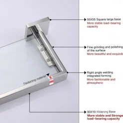 Shower Caddy Bathroom Shelf Adorable Creative Contemporary Modern Stainless Steel Tempered Glass Metal 1PC - Bathroom Wall Mounted