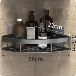 Shower Caddy Bathroom Triangle Basket Suction Cup Wall Type Space Aluminum Shower Room Triangle Non Perforated Toilet Corner Shelf