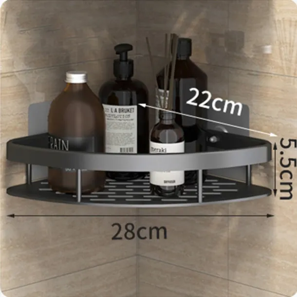 Shower Caddy Bathroom Triangle Basket Suction Cup Wall Type Space Aluminum Shower Room Triangle Non Perforated Toilet Corner Shelf