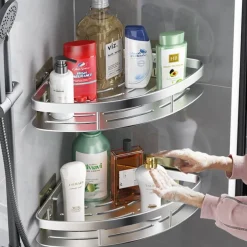 Shower Caddy Corner Shower Caddy,Triangle Towel Shower Storage Rack Corner Shelves Wall Mounted Shampoo Holder No Drill Adhesive Bathroom Shelf Organizer
