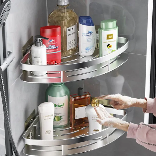 Shower Caddy Corner Shower Caddy,Triangle Towel Shower Storage Rack Corner Shelves Wall Mounted Shampoo Holder No Drill Adhesive Bathroom Shelf Organizer