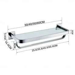 Shower Caddy Modern Bath Multifunctional Storage Rack With Towel Bar Stainless Steel Thickened Towel Rack Bathroom Tempered Glass Cosmetics Bathroom Supplies Storage Rack