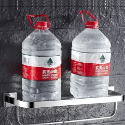 Shower Caddy Modern Bath Multifunctional Storage Rack With Towel Bar Stainless Steel Thickened Towel Rack Bathroom Tempered Glass Cosmetics Bathroom Supplies Storage Rack