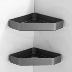 Shower Caddy 2pcs Shower Shelf Adhesive Shower Rack Corner Shower Shelves No Drilling Wall Mounted Space Aluminum for Bathroom