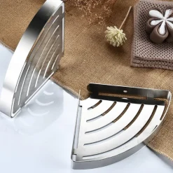 Shower Caddy Shower Shelf Corner,Stainless Steel Shower Shelves Wall Mounted Shower Caddy Storage Basket Bathroom Kitchen Organizer, 2 Tier(Black/Silver)