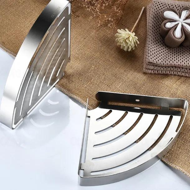 Shower Caddy Shower Shelf Corner,Stainless Steel Shower Shelves Wall Mounted Shower Caddy Storage Basket Bathroom Kitchen Organizer, 2 Tier(Black/Silver)