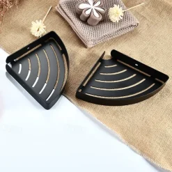 Shower Caddy Shower Shelf Corner,Stainless Steel Shower Shelves Wall Mounted Shower Caddy Storage Basket Bathroom Kitchen Organizer, 2 Tier(Black/Silver)