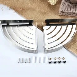 Shower Caddy Shower Shelf Corner,Stainless Steel Shower Shelves Wall Mounted Shower Caddy Storage Basket Bathroom Kitchen Organizer, 2 Tier(Black/Silver)