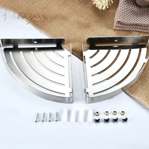 Shower Caddy Shower Shelf Corner,Stainless Steel Shower Shelves Wall Mounted Shower Caddy Storage Basket Bathroom Kitchen Organizer, 2 Tier(Black/Silver)