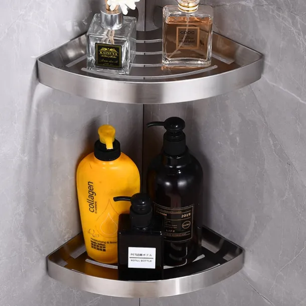 Shower Caddy Shower Shelf Corner,Stainless Steel Shower Shelves Wall Mounted Shower Caddy Storage Basket Bathroom Kitchen Organizer, 2 Tier(Black/Silver)